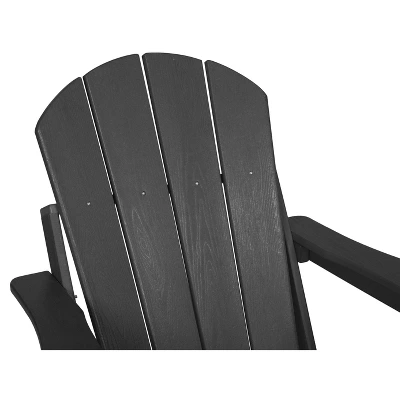 Akoasm Composite Foldable Wood Texture Adirondack Chair With Dual Cup Holder-Gray 7 Akoasm Composite Foldable Wood Texture Adirondack Chair With Dual Cup Holder-Gray - Image 7