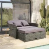 Costway Patio Rattan Daybed Set Wicker Loveseat Sofa With Ottoman & Retractable Side Tray -VIDAXL Sale Store GUEST be080027 93ca 4a90 873c aba83a1e8929