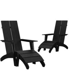 Flash Furniture Set Of 2 Sawyer Modern All-Weather Poly Resin Wood Adirondack Chairs With Foot Rests -VIDAXL Sale Store GUEST be4b2f90 eebf 4e28 b967 884645fc53af 1