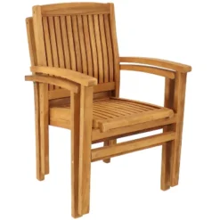 Sunnydaze Decor Sunnydaze Outdoor Solid Teak Wood Slat-Back Patio Dining Armchair -VIDAXL Sale Store GUEST bee2e2bd 69b6 4b9d ae2e 7b92fc6855c2