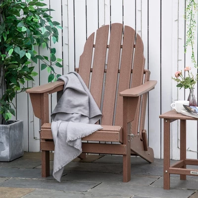 Outsunny Folding Adirondack Chair, Outdoor Fire Pit Seating HDPE Lounger Chair For Patio Deck And Lawn Furnitur 1 Outsunny Folding Adirondack Chair, Outdoor Fire Pit Seating HDPE Lounger Chair For Patio Deck And Lawn Furnitur