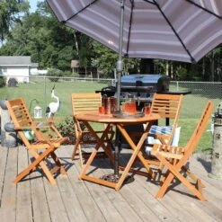 Sunnydaze Decor Sunnydaze Outdoor Meranti Wood With Teak Oil Finish Folding Patio Dining Table And Chairs - Brown - 5pc 21 Sunnydaze Decor Sunnydaze Outdoor Meranti Wood With Teak Oil Finish Folding Patio Dining Table And Chairs - Brown - 5pc -VIDAXL Sale Store GUEST bf6fb631 b81f 4441 a74f 0de6c368bc0a