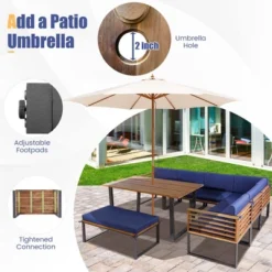 Costway 8pcs Patio Acacia Wood Dining Table & Ottoman Sofa Chair Set Outdoor Furniture -VIDAXL Sale Store GUEST bf7a3793 5579 491f 9dc6 9784319593ca