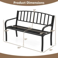 Tangkula 50 Inches Garden Bench W/ Slatted Backrest & Curved Armrests For Porch -VIDAXL Sale Store GUEST bfb9ec1e bb78 4a81 a347 da3c72a8741c