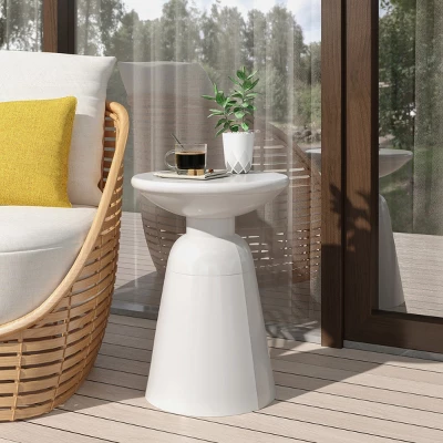 1 Piece Round Iron Outdoor Side Table,Small Round Minimalist Design End Table For Garden Backyard,No Assembly Required-Coolbibila 10 1 Piece Round Iron Outdoor Side Table,Small Round Minimalist Design End Table For Garden Backyard,No Assembly Required-Coolbibila - Image 10