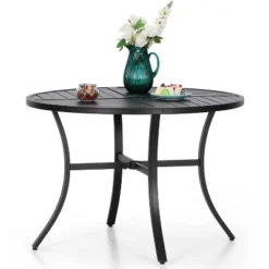 Captiva Designs 5pc Patio Slat-top Round Metal Dining Table And Thick Cushion Swivel Wicker Chairs -VIDAXL Sale Store GUEST c078e17c 3e77 4e70 9ebc f0fe9330a4eb 3