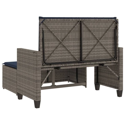 VidaXL Patio Bench With Cushions And Footstool – Outdoor Loveseat Sofa Bed, Gray Poly Rattan – Garden, Patio, Deck Furniture 6 VidaXL Patio Bench With Cushions And Footstool – Outdoor Loveseat Sofa Bed, Gray Poly Rattan – Garden, Patio, Deck Furniture - Image 6