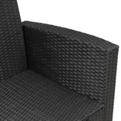 6pc Wicker Patio Conversation Set With Glass Table Ottomans & Cushions - Black/Dark Gray - GODEER -VIDAXL Sale Store GUEST c1931aa3 67d4 4568 a206 2902c08d2760