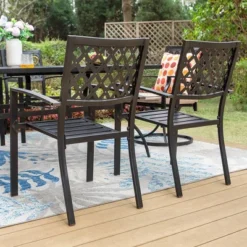 7pc Outdoor Rectangular Table & 6 Chairs With Grid Design - Black - Captiva Designs -VIDAXL Sale Store GUEST c1b035c0 b601 4ea5 8065 9ed2cd2996cb