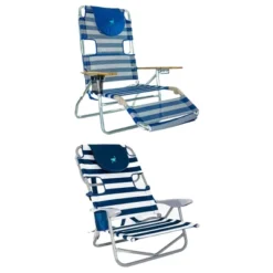Camco Ostrich 3N1 Outdoor Lightweight Aluminum 5-Position Reclining Beach Chair And On-Your-Back Outdoor Lounge 5-Position Beach Chair, Striped Blue -VIDAXL Sale Store GUEST c1c62e5f 8ac5 4250 a934 ceee0f14c738