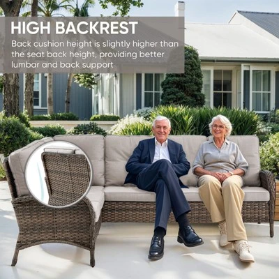 POCASSY Outdoor Sectional Sofa, L Shaped Sectional Couch With All Weather Wicker And Olefin Fabric Cushion Cover, 2 Pieces Sectional Sofa For Balcony 3 POCASSY Outdoor Sectional Sofa, L Shaped Sectional Couch With All Weather Wicker And Olefin Fabric Cushion Cover, 2 Pieces Sectional Sofa For Balcony - Image 3