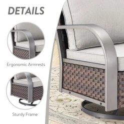 POCASSY 4 Piece Patio Furniture Set With Swivel Chairs And Ottomans, Metal Armrest Swivel Outdoor Chair Set Brown Wicker Swivel Patio Chairs For Porch 19 POCASSY 4 Piece Patio Furniture Set With Swivel Chairs And Ottomans, Metal Armrest Swivel Outdoor Chair Set Brown Wicker Swivel Patio Chairs For Porch -VIDAXL Sale Store GUEST c3d5d687 d750 4583 b703 eafc624b0094