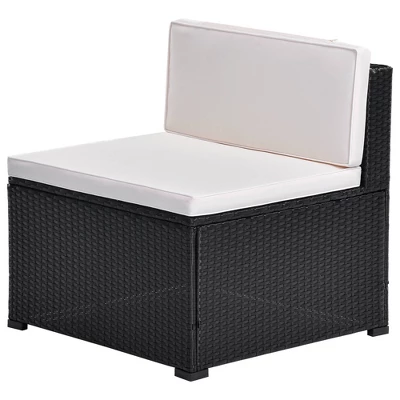 10pc Wicker Patio Sectional Seating Set With Cushion - Black/Beige - GODEER 4 10pc Wicker Patio Sectional Seating Set With Cushion - Black/Beige - GODEER - Image 4