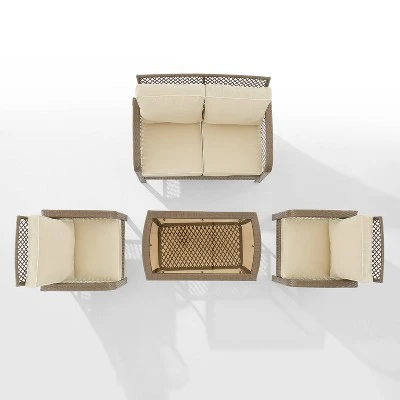 Tribeca 4pc Outdoor Wicker Conversation Set - Sand/Driftwood - Crosley 9 Tribeca 4pc Outdoor Wicker Conversation Set - Sand/Driftwood - Crosley - Image 9