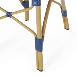 Paul 3pc Outdoor Aluminum French Bistro Set - Dark Teal/White/Bamboo - Christopher Knight Home -VIDAXL Sale Store GUEST c48dbc1b 709c 4b64 b8ee 78b0f289f43b