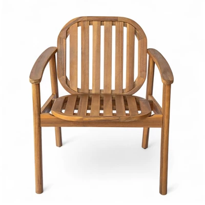 Acacia Wood Outdoor Dining Chairs Set Of 2,Wooden Patio Chairs With Cushions And Armrests,Slatted Back Arm Chairs For Garden Or Balcony-Koiai 4 Acacia Wood Outdoor Dining Chairs Set Of 2,Wooden Patio Chairs With Cushions And Armrests,Slatted Back Arm Chairs For Garden Or Balcony-Koiai - Image 4