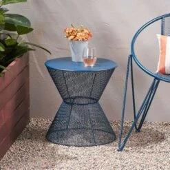 Round Patio Side Table For Outside Use, 17.75" Diameter Iron Outdoor End Table, Patio End Table -Christopher Knight Home -VIDAXL Sale Store GUEST c4e9321b 276e 4082 8714 88e4b8e33259