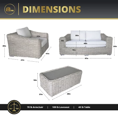 Kinger Home Hawaii 4-Piece Wicker Patio Furniture Set, Outdoor Conversation Patio Set With Deep Seating 6 Kinger Home Hawaii 4-Piece Wicker Patio Furniture Set, Outdoor Conversation Patio Set With Deep Seating - Image 6