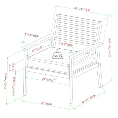 Saracina Home Mid-Century Modern Slatted Outdoor Acacia Arm Chair 5 Saracina Home Mid-Century Modern Slatted Outdoor Acacia Arm Chair - Image 5