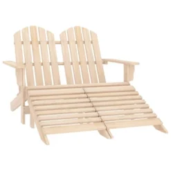 VidaXL Garden Chair White Fir Wood 2-seater Ergonomic Adirondack Chair - Light Brown