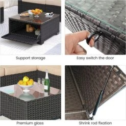 Whizmax 6 Pieces Outdoor Patio Sectional Sofa Couch, Brown PE Wicker Furniture Conversation Sets With Beige Cushions & Glass Coffee Table -VIDAXL Sale Store GUEST c64ba515 35de 44ad 8bf9 51c6af11ef93