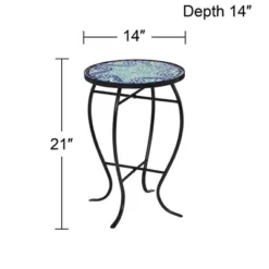 Teal Island Designs Black Round Outdoor Accent Side Tables 14" Wide Set Of 2 Blue Wave Mosaic Tabletop Front Porch Patio Home House -VIDAXL Sale Store GUEST c67e6844 82d5 4337 bc61 206e17a2a22b