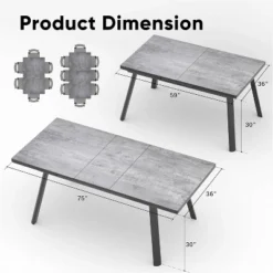 Heynemo Patio Dining Expandable Table, 59"- 75" Aluminum Outdoor Dining Table With Adjustable Feet For 4-8 Person, Backyard Garden Porch Deck -VIDAXL Sale Store GUEST c71d660a fe87 4cec 9af7 4bb5c63715bf