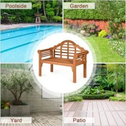 Costway 49'' Outdoor Folding Bench Eucalyptus Wood Backrest Armrest Patio Garden -VIDAXL Sale Store GUEST c7813257 f694 4ff3 b2d1 4b94aaf9b57b