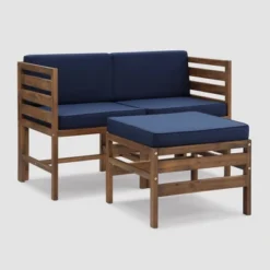 Featured Products 1 3pc Modular Acacia Wood Patio Chat Set With Cushions - Saracina Home