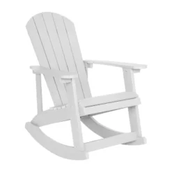 Emma And Oliver Set Of 2 Classic All-Weather Poly Resin Rocking Adirondack Chairs In White With Matching Side Table For Year Round Use -VIDAXL Sale Store GUEST c80dad3c 9a5b 451f a32a 4c9fe7377557
