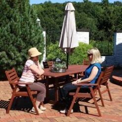 Sunnydaze Decor Sunnydaze Outdoor Meranti Wood With Teak Oil Finish Patio Family Dining Table And Chairs Set - Brown - 7pc -VIDAXL Sale Store GUEST c8f26e2a 16e3 46e1 baba 9b0c0996a3a1