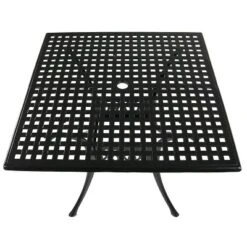 Sunnydaze Decor Sunnydaze Square Cast Aluminum Outdoor Patio Dining Table With Umbrella Hole, Black -VIDAXL Sale Store GUEST c9d90368 2b9f 468f 9e62 231640f7a784