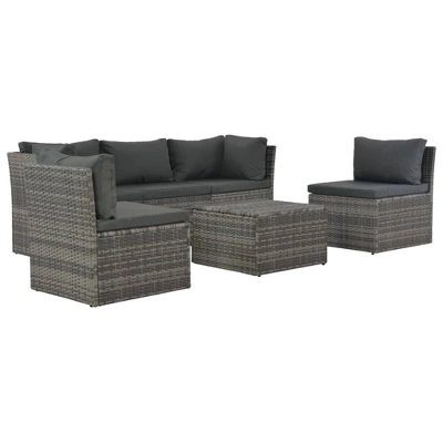 VidaXL 4-Piece Patio Lounge Set - Outdoor Poly Rattan Furniture With Cushions, Weather-Resistant, Easy Assembly - Perfect For Garden, Patio - Gray 1 VidaXL 4-Piece Patio Lounge Set - Outdoor Poly Rattan Furniture With Cushions, Weather-Resistant, Easy Assembly - Perfect For Garden, Patio - Gray