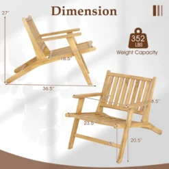 Tangkula 2PCS Teak Wood Outdoor Reclining Chair W/ Comfortable Backrest & Armrests -VIDAXL Sale Store GUEST ca5ed59c 7c83 425a aee8 c2fdee850e08
