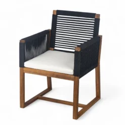 Set Of 2 Acacia Wood Patio Chairs With Handwoven Rope Back And Arms, Outdoor Dining Chairs With Water-Resistant Cushions - Christopher Knight Home -VIDAXL Sale Store GUEST ca6982c3 6b68 4d40 b790 24cde1bfa0b5