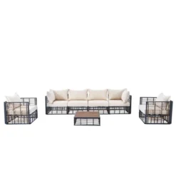 TIRAMISUBEST Modern Minimalist 7-Piece Patio Sectional Sofa Set,Conversational Furniture Set With Thick Cushions & Coffee Table -VIDAXL Sale Store GUEST cb01f97e 2ccb 4878 b232 0d740ab7c72b