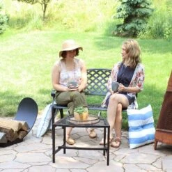 Sunnydaze Decor Sunnydaze 2-Person Checkered Design Cast Aluminum Outdoor Patio Bench, Black -VIDAXL Sale Store GUEST cbeba1fa fcf6 4c88 9b9a 12b3945296ab