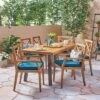 Juniper 7pc Acacia Wood Dining Set - Teak/Blue - Christopher Knight Home -VIDAXL Sale Store GUEST cc4a9be5 9d61 4a59 8ae1 33be7aef8e7e