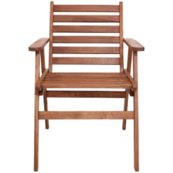 Sunnydaze Decor Sunnydaze Outdoor Meranti Wood With Teak Oil Finish Modern Rustic Patio Dining Arm Chair - Brown - 2pk -VIDAXL Sale Store GUEST cc7317ea baca 4d0a b98f fb939af3ff5c