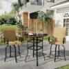 Outdoor Bar Table, Square Patio Table Tempered Glass, Outdoor Bistro Tables For Hot Tub, Balcony, Garden, Patio, Poolside, Lawn, Backyard