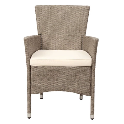 7pc Wicker Outdoor Dining Set With Cushions - Beige - GODEER 4 7pc Wicker Outdoor Dining Set With Cushions - Beige - GODEER - Image 4