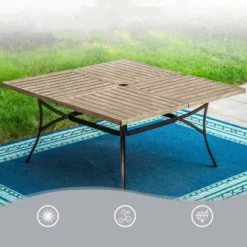 Captiva Designs 9pc Patio Square Driftwood Metal Dining Table And Thick Cushion Swivel Wicker Chairs -VIDAXL Sale Store GUEST cd993398 048e 4c8e 9a6b b09fb82e26a2