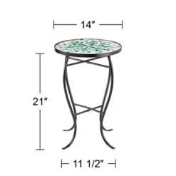 Teal Island Designs Modern Mosaic Black Round Outdoor Accent Side Table 14" Wide Aqua Blue Front Porch Patio Home House Balcony Deck Shed -VIDAXL Sale Store GUEST cdb71b0c ec97 4a4a 9d50 756237b199d3