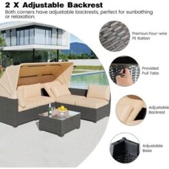 Whizmax 6 Pieces Outdoor Patio Sectional Sofa Couch, Brown PE Wicker Furniture Conversation Sets With Beige Cushions & Glass Coffee Table -VIDAXL Sale Store GUEST cde31093 0d7a 408c abfe 675d01fd3369