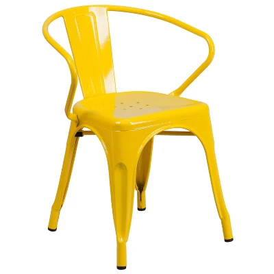 Emma And Oliver Commercial Grade Colorful Metal Indoor-Outdoor Chair With Arms 16 Emma And Oliver Commercial Grade Colorful Metal Indoor-Outdoor Chair With Arms - Image 16