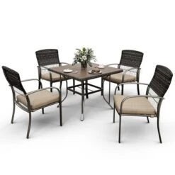 Pamapic 5-Piece PE Wicker Outdoor Dining Set With Cushions -VIDAXL Sale Store GUEST ceade855 ae3a 4078 8f54 09f162a84098