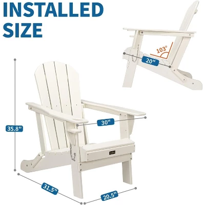 VINGLI Plastic Adirondack Chairs, Folding With Cup Holder, Waterproof HDPE Material, Comfortable 380lb Weight Capacity 5 VINGLI Plastic Adirondack Chairs, Folding With Cup Holder, Waterproof HDPE Material, Comfortable 380lb Weight Capacity - Image 5