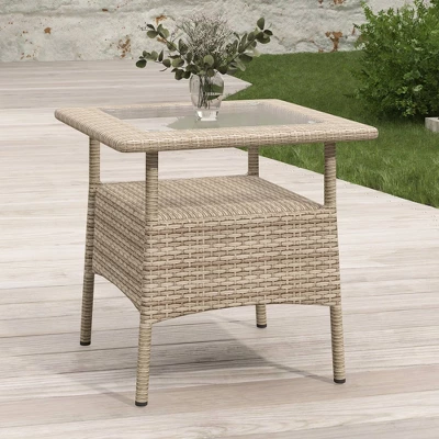 4pc Wicker Adjustable Patio Seating Set With Cushions - Natural/Gray - GODEER 8 4pc Wicker Adjustable Patio Seating Set With Cushions - Natural/Gray - GODEER - Image 8