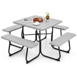 Costway Outdoor 8-person Square Picnic Table Bench Set With 4 Benches & Umbrella Hole Black/Grey/Green/White 23 Costway Outdoor 8-person Square Picnic Table Bench Set With 4 Benches & Umbrella Hole Black/Grey/Green/White -VIDAXL Sale Store GUEST d3573df6 e00a 47ca 8754 ca7db47e6487