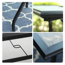 7pc Patio Dining Set With Rectangular Table With Umbrella Hole & Spring Motion Chairs - Burgundy - Captiva Designs -VIDAXL Sale Store GUEST d36758d3 3ed6 4a47 8563 99040e614a8b